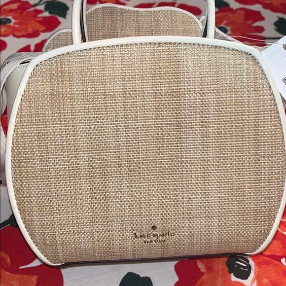 kate spade NWT! $449 MSRP Flora Rose Straw Crossbody Bag - Picture 9 of 17